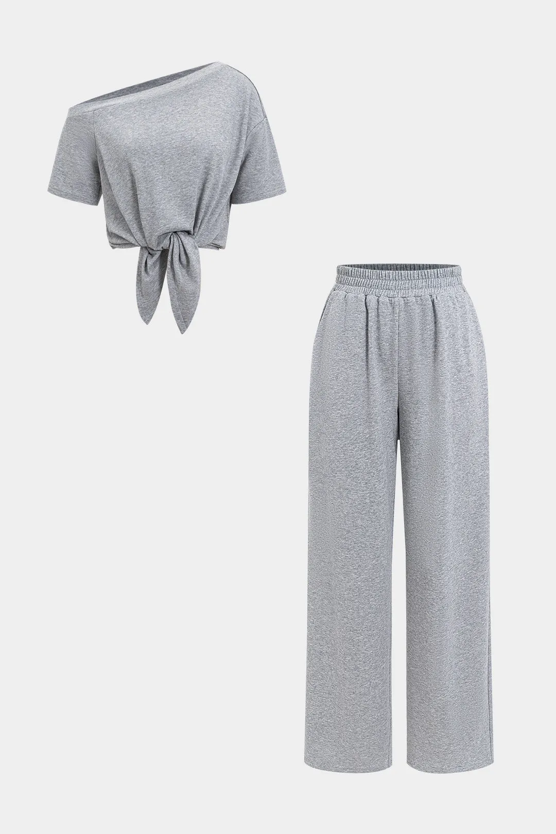 Bind front ruched asymmetrisk tank top og bukser sæt sold by Micas