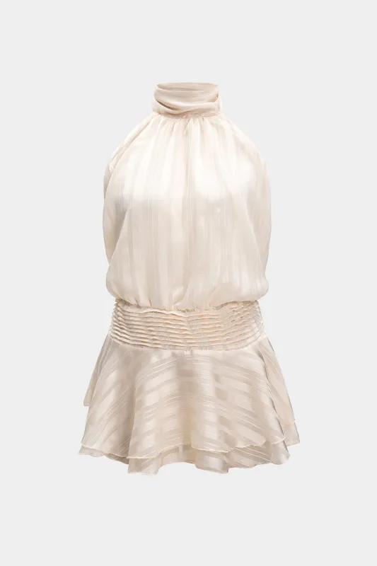 Mesh Halter Neck Ruched ærmeløs mini kjole sold by Micas