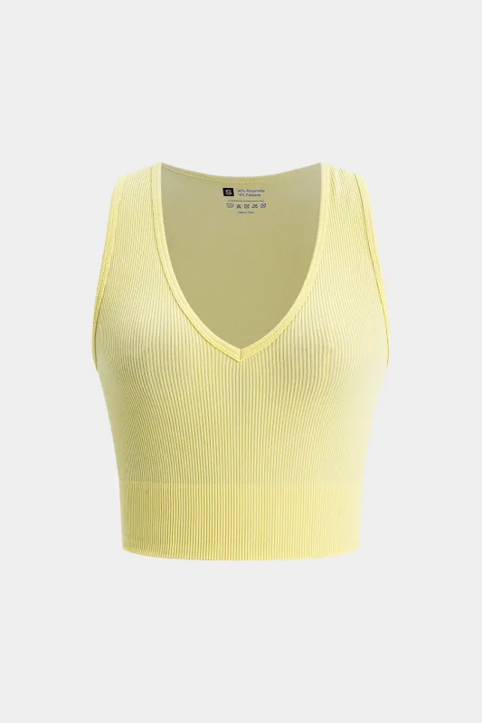 Ribbed V-hals ærmeløs tank top sold by Micas