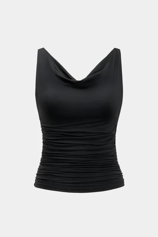 Ruched Cowl Neck Tank Top sold by Micas