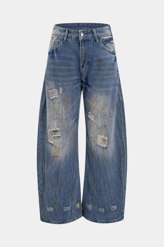 Denim rippede tønde jeans sold by Micas