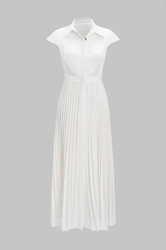 Plisseret kort ærme maxi kjole sold by Micas