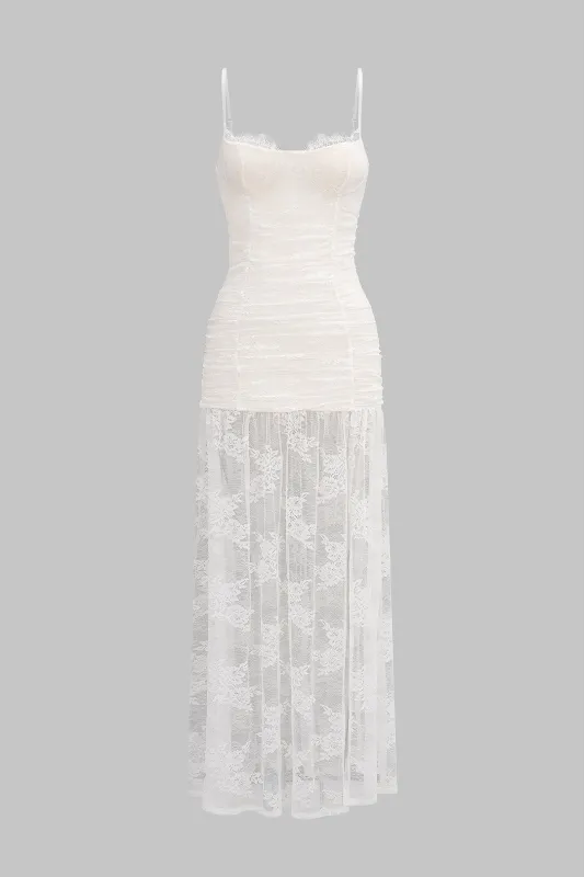 Sheer Slip Side Slit ærmeløs maxi kjole sold by Micas