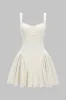 Linen Ruched Braided Trim Sleeveless Mini Dress sold by Micas