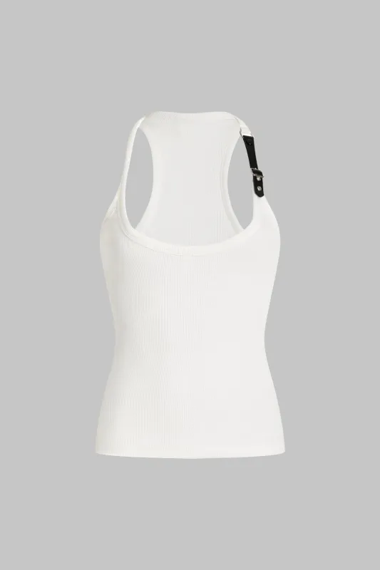 Metallisk indretning af ribbet tank top sold by Micas