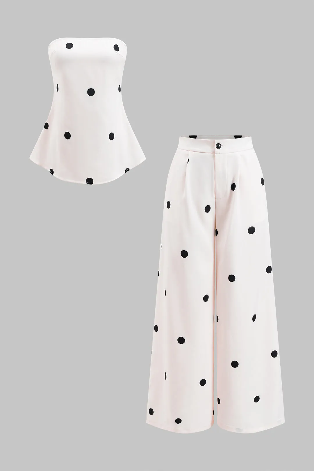 Polka Dots Print -shirt og brede benbukser sæt sold by Micas product image thumbnail 2