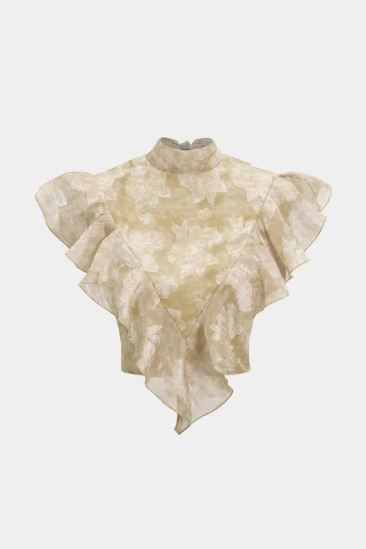 Blomsterprint chiffon ruffle bindetank top sold by Micas