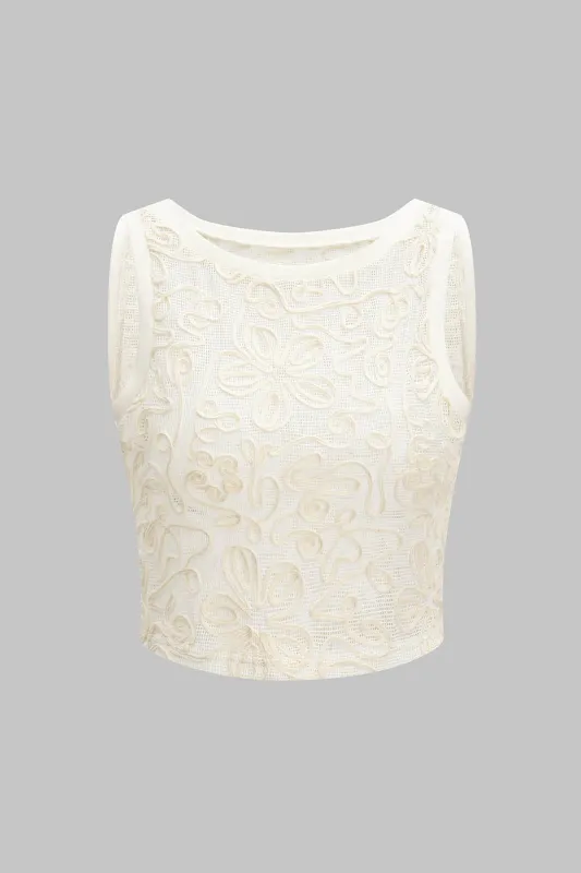 Jacquard Sleeveless Tank Top sold by Micas