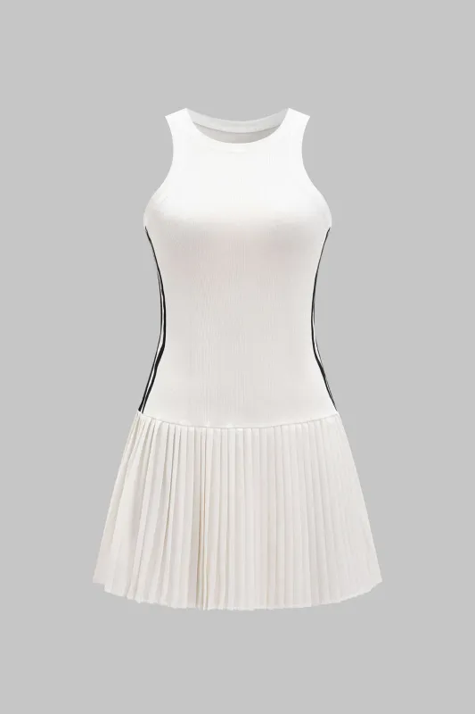 Kontrast Stripe Print plisset tank ærmeløs mini kjole sold by Micas