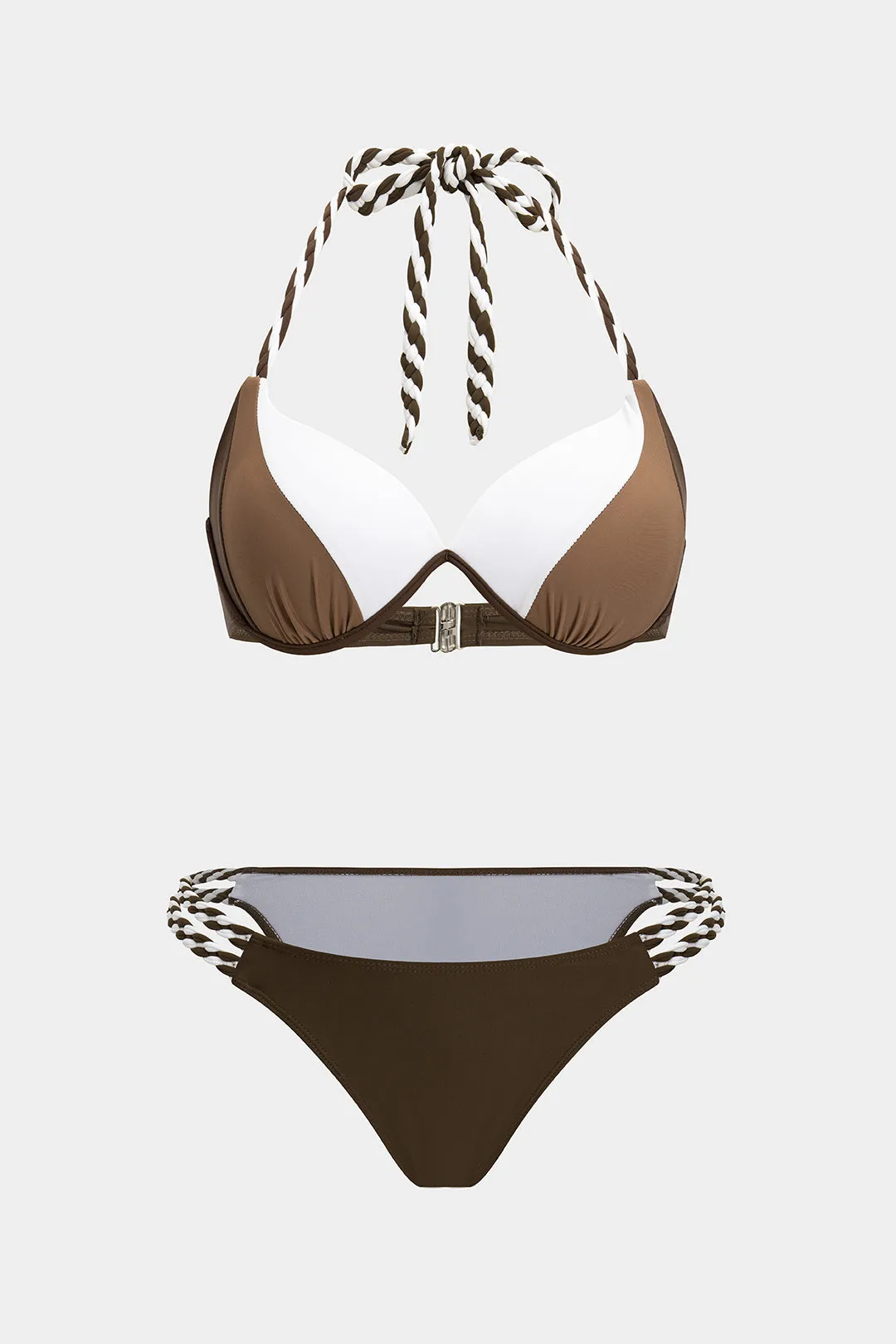 Patchwork design flettet todelt bikini sæt sold by Micas