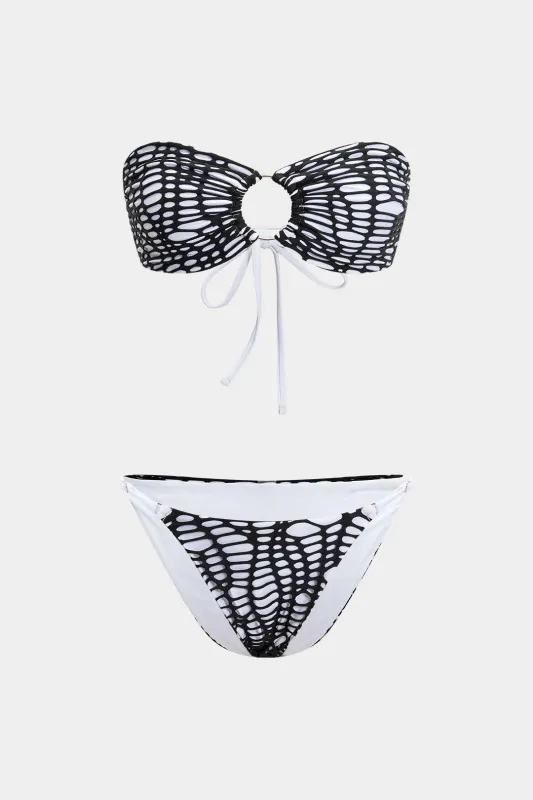 Kontrast rippede to-stykker bikini-sæt sold by Micas