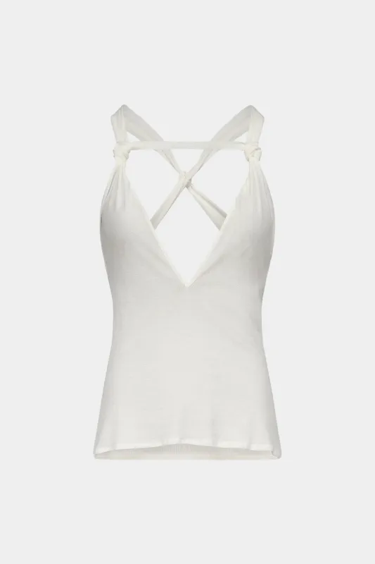 V-Neck Knotted Backless Tank Top made by Micas