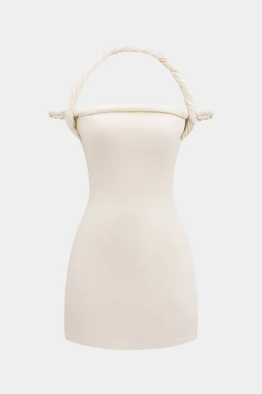 Flettet twist halter hals mini kjole sold by Micas
