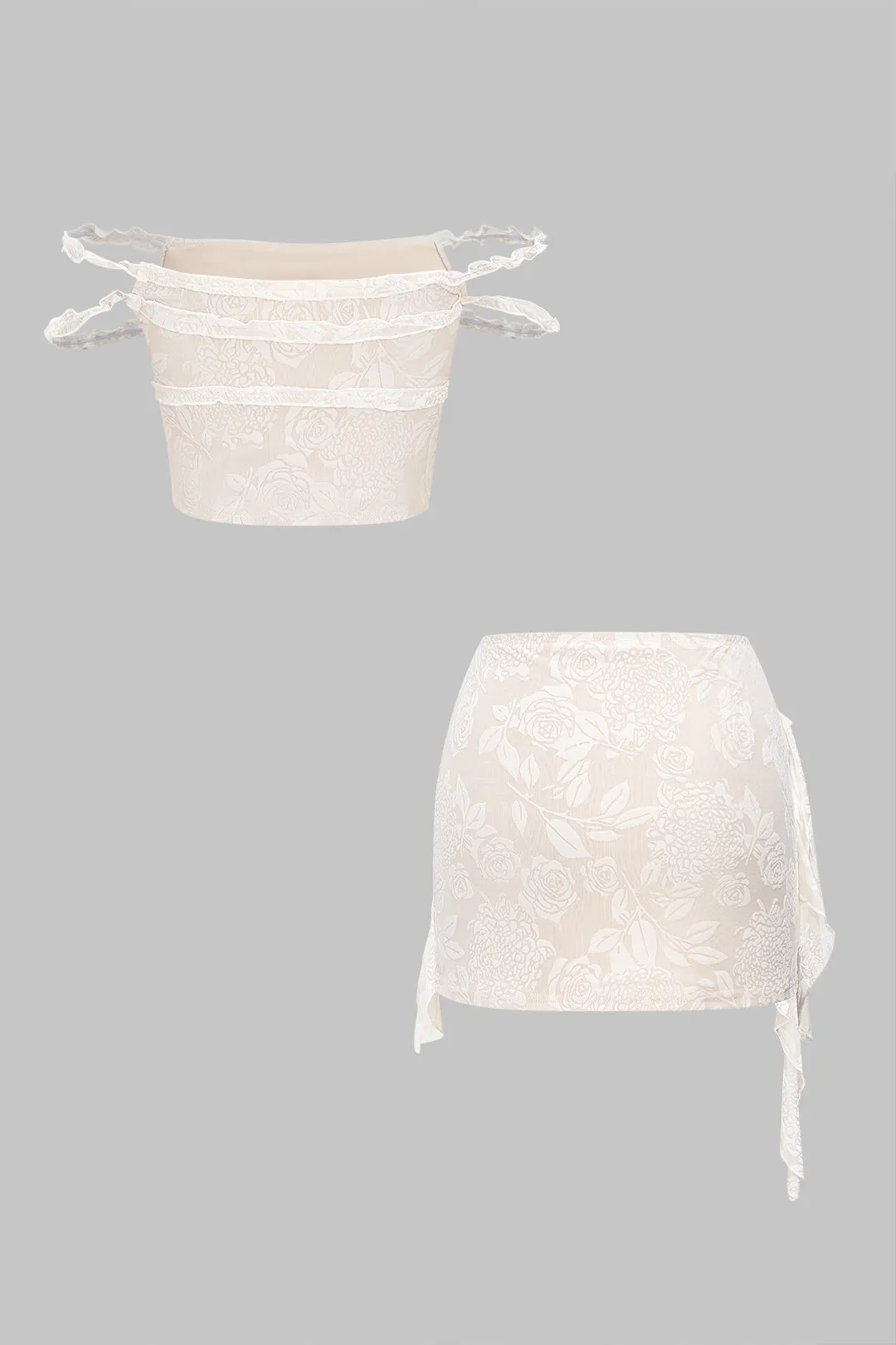 Jacquard Ruffle Tank Top og Nederdel sæt sold by Micas product image thumbnail 2