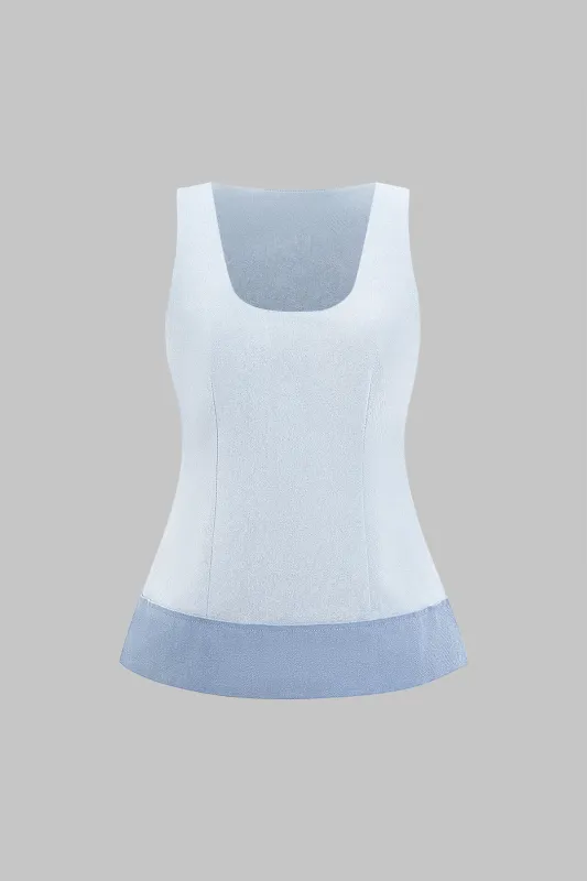 Denim Patchwork Sleeveless Vest sold by Micas