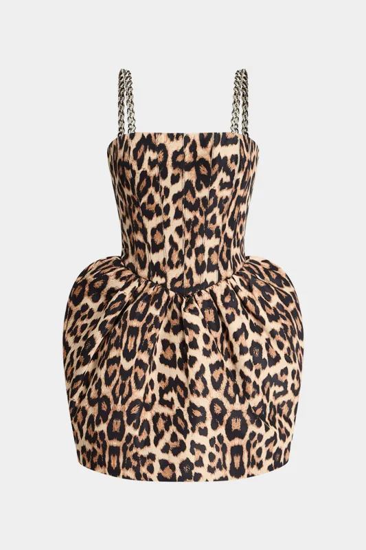 Leopard Print Metallic Chain Sleeveless Mini Dress sold by Micas