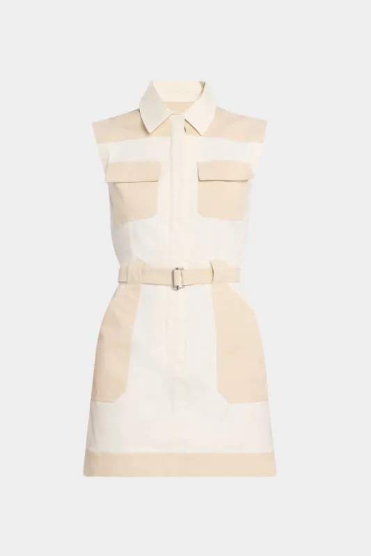 Contrast Pocket Belted Sleeveless Mini Dress sold by Micas