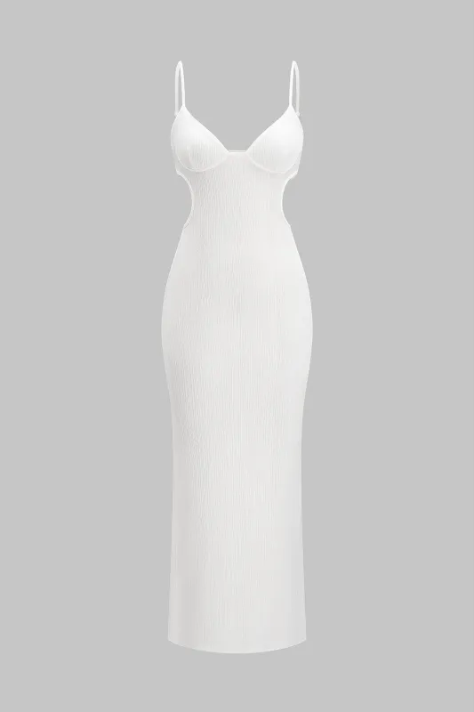 Bagløst slip v-hals ærmeløs maxi kjole sold by Micas