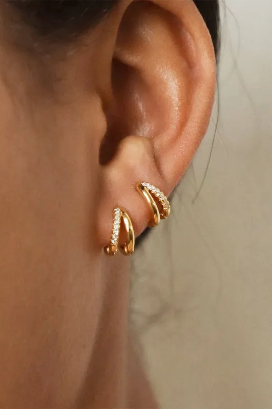 Dobbelt ring rhinestones øre klip øreringe sold by Micas
