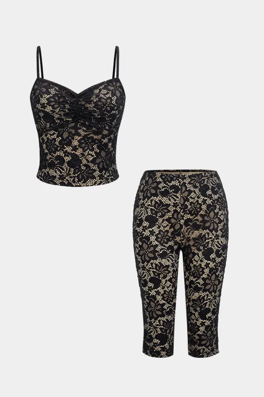 Bagfri blonder Sheer Cami Top og Shorts sætter sold by Micas
