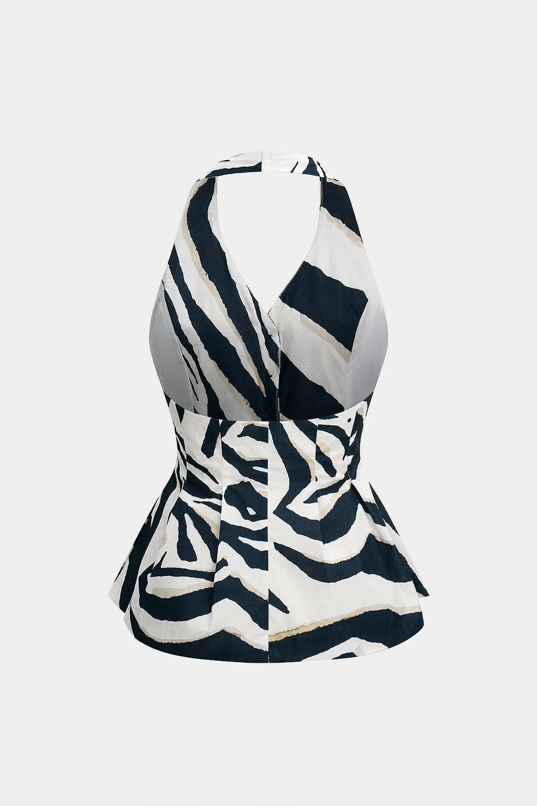 Kontrast Stripe Print -knap Rygfri halterhalsvest sold by Micas product image thumbnail 2