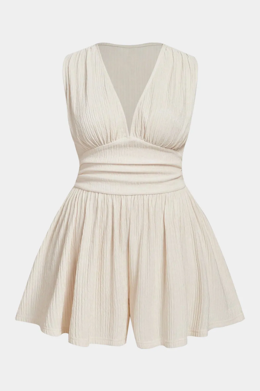 Plus størrelse ruched ærmeløs bred ben jumpsuit sold by Micas