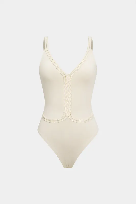 Patchwork Sleeveless Bodysuit sold by Micas