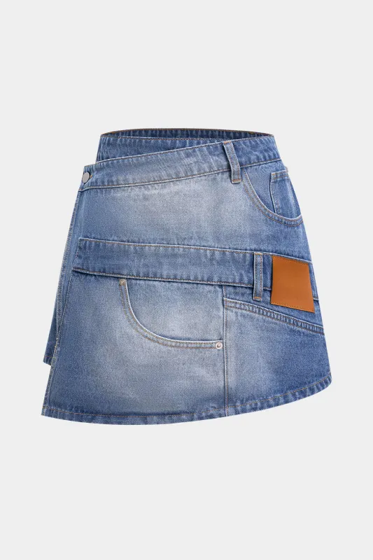 Denim Asymmetrical Skirt sold by Micas
