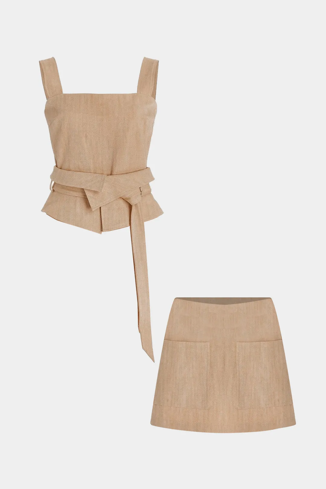 Belted Tank Top And Skirt Set sold by Micas