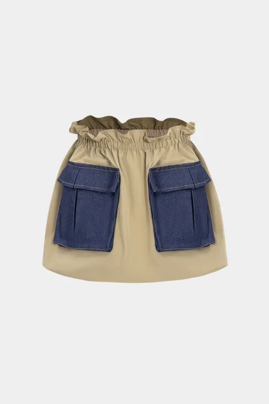 Denim Patchwork Pocket Skirt sold by Micas