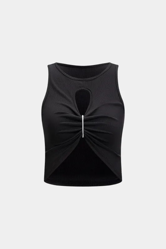 Metallisk indretning udskåret ruched tank top sold by Micas