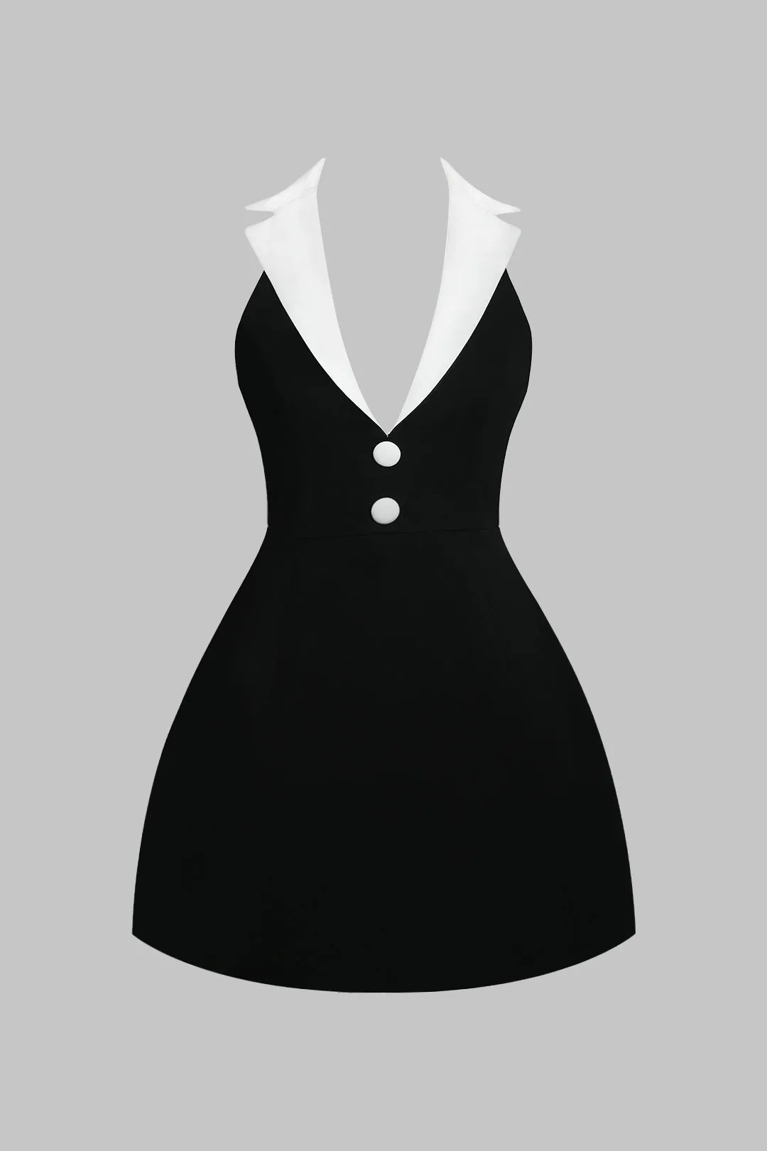 Kontrast V-hals rygfri ærmeløs mini-kjole sold by Micas