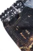 Trykt denim høj talje lomme nederdel sold by Micas