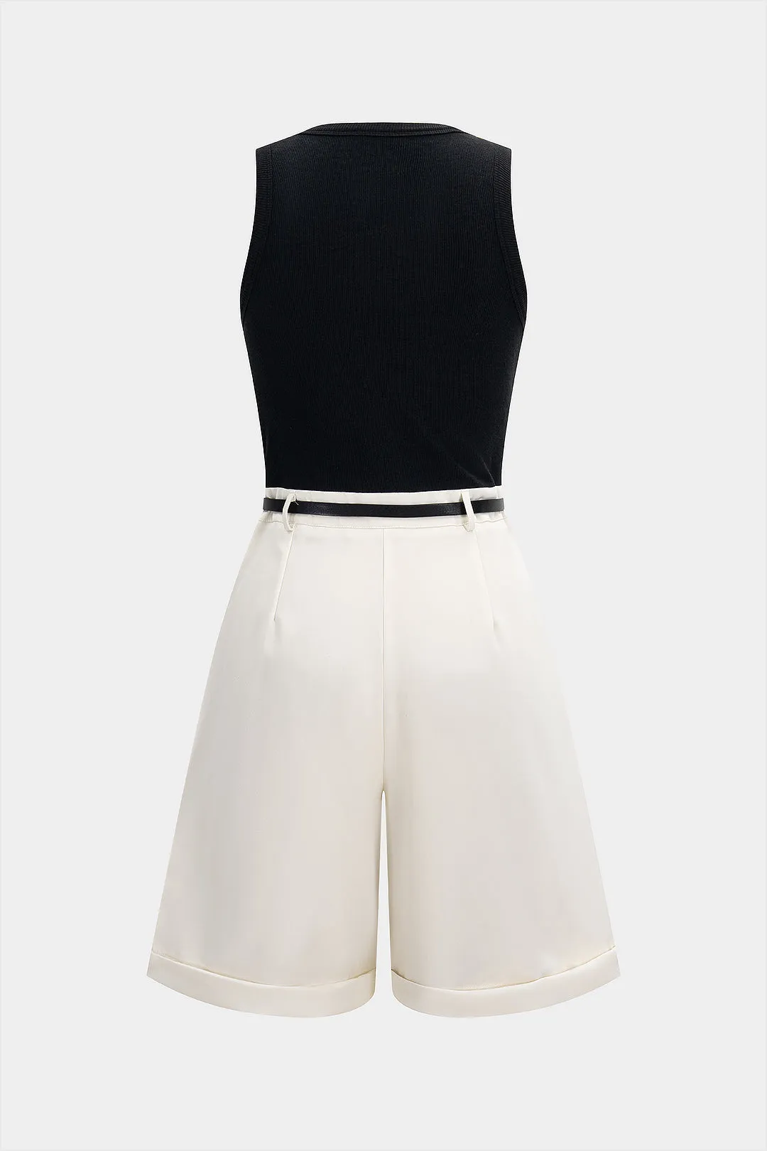 Kontrast patchwork bælte ærmeløs romper sold by Micas product image thumbnail 2