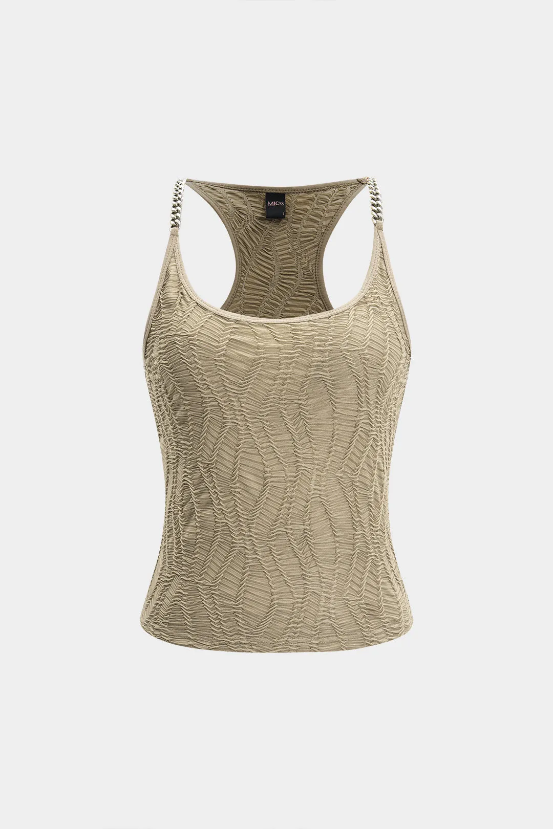 Metallisk kædeindretning struktureret ærmeløs tank top sold by Micas