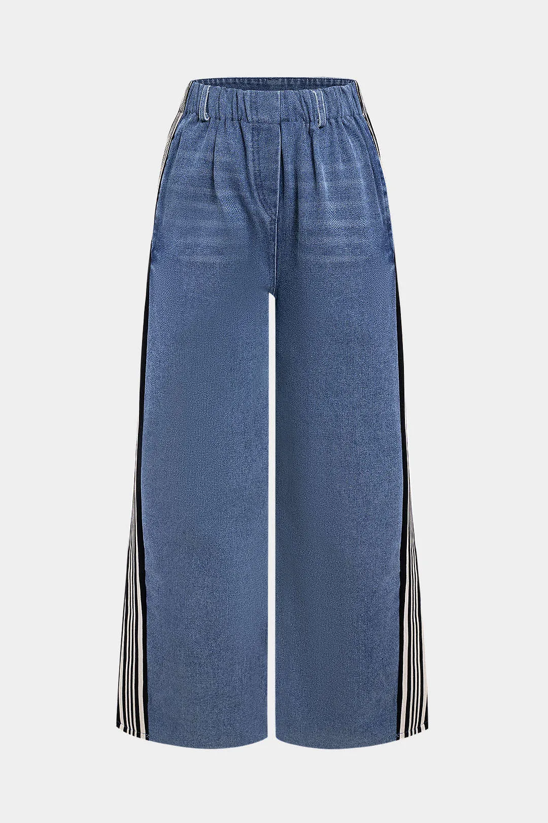 Denim patchwork jeans sold by Micas