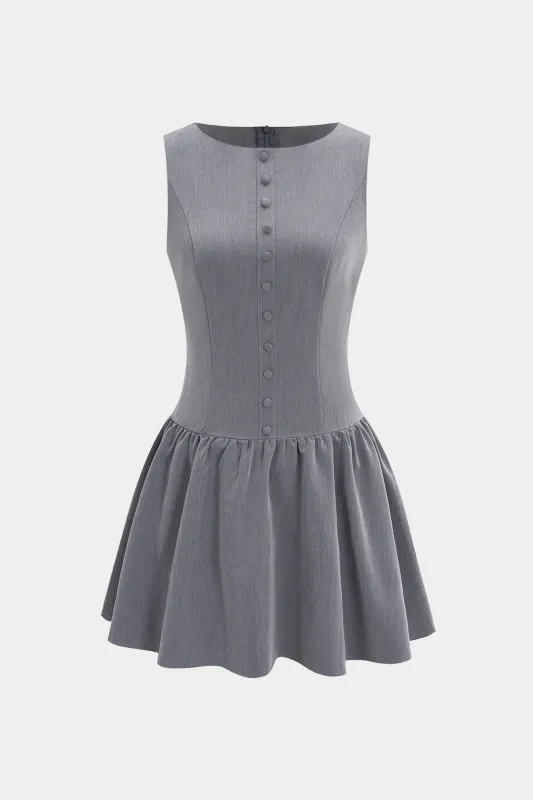 Knap Ruched lynlås detaljer Ærmeløs mini kjole sold by Micas