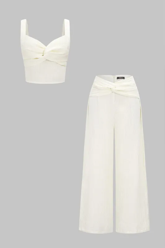 Twist Knot Ruched Tank Top And Trousers Set sold by Micas