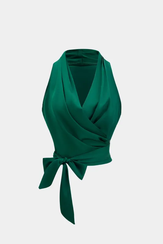 Satin krydsede tank top sold by Micas