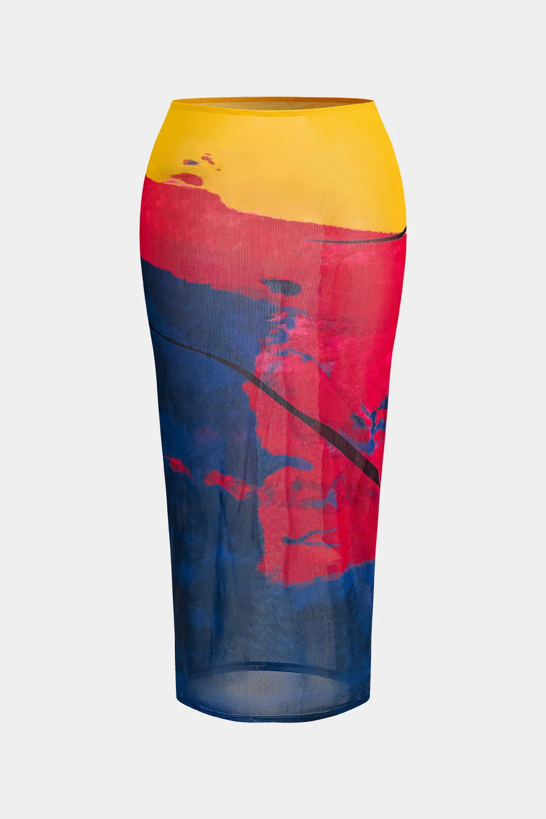 Plus størrelse abstrakt farveblok print mesh bikini sæt sold by Micas product image thumbnail 3