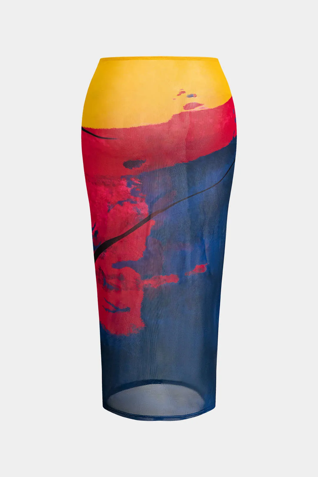 Plus størrelse abstrakt farveblok print mesh bikini sæt sold by Micas product image thumbnail 4