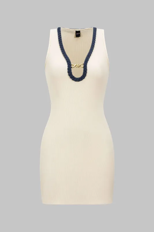 Metallisk indretning ærmeløs mini kjole sold by Micas