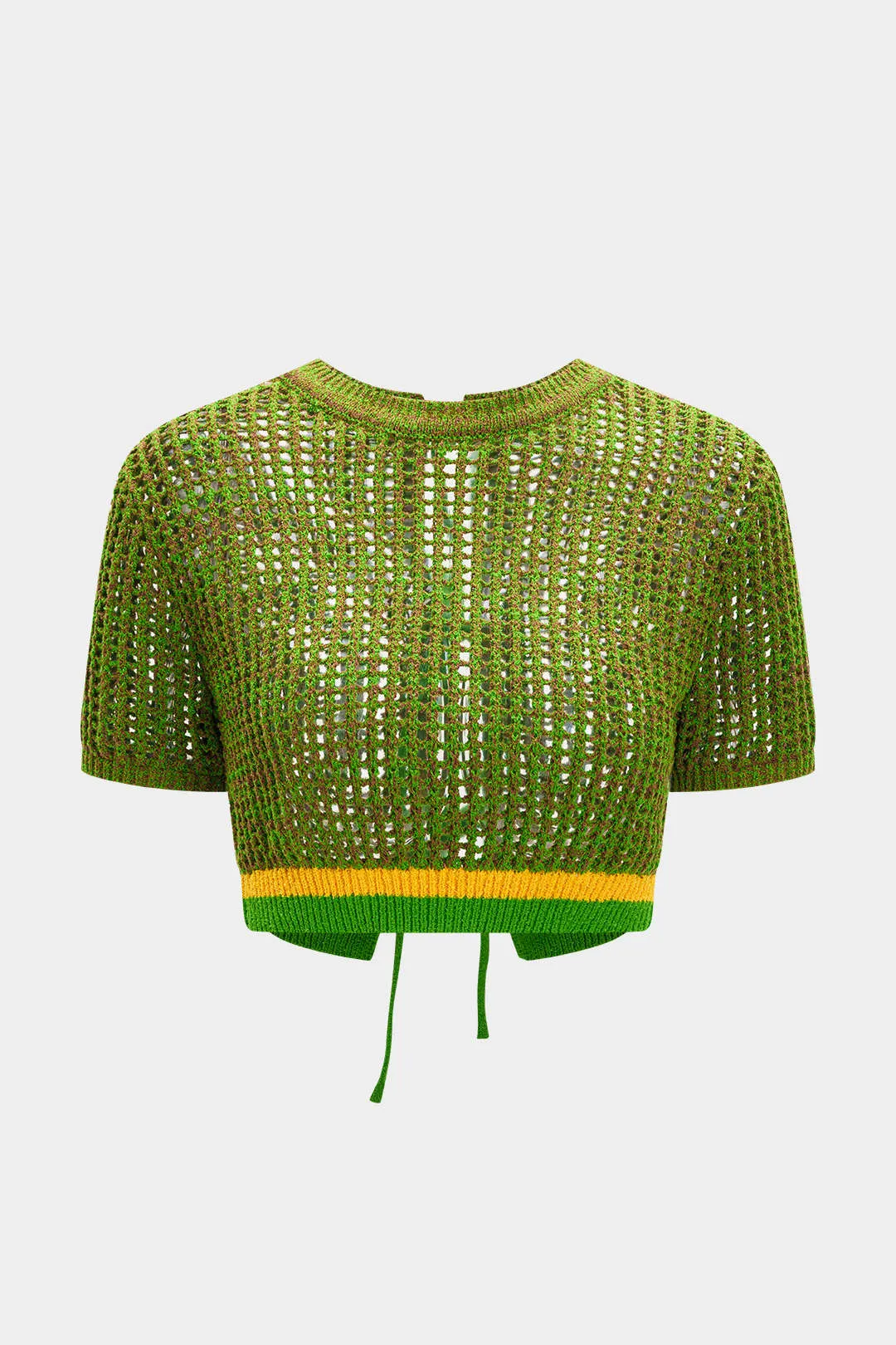 Strik hule ud Tie Back Shortærme top sold by Micas