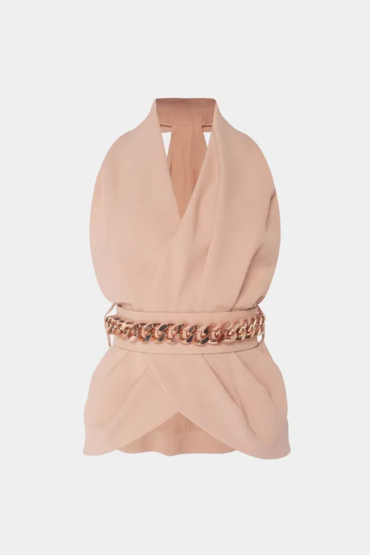 Metallisk kæde V-hals ærmeløs tank top sold by Micas