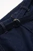 Denim høj talje bælte brede ben jeans sold by Micas