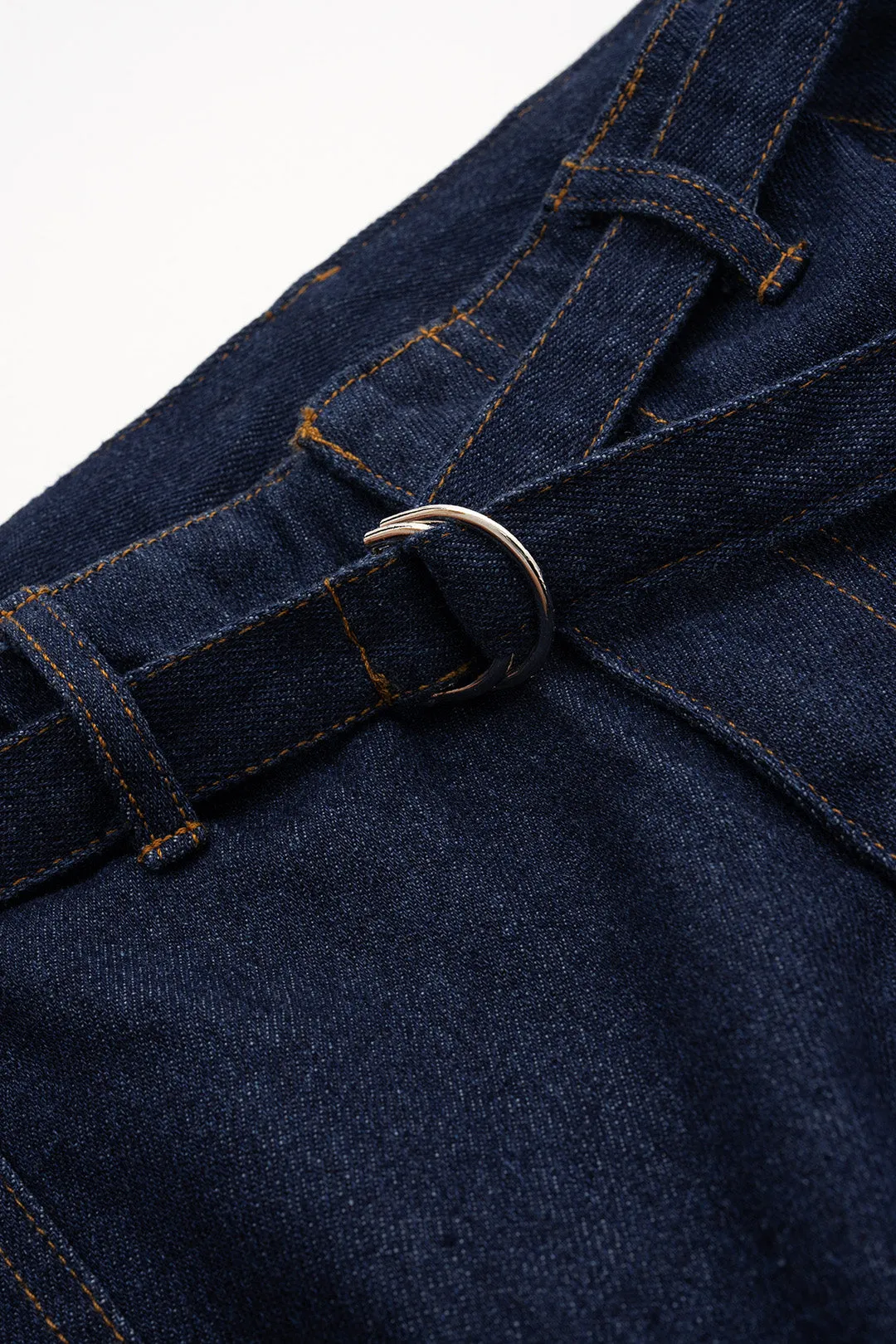 Denim høj talje bælte brede ben jeans sold by Micas product image thumbnail 3