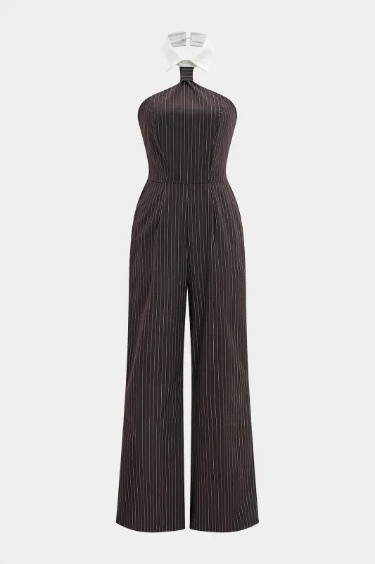 Stripes udskriver rygfri ruched ærmeløs jumpsuit sold by Micas