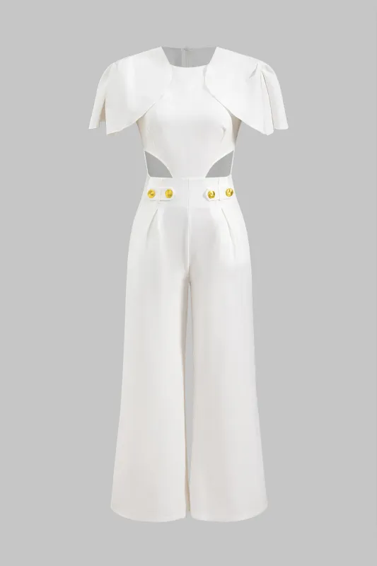 Metallisk ruffle ærmeløs jumpsuit sold by Micas