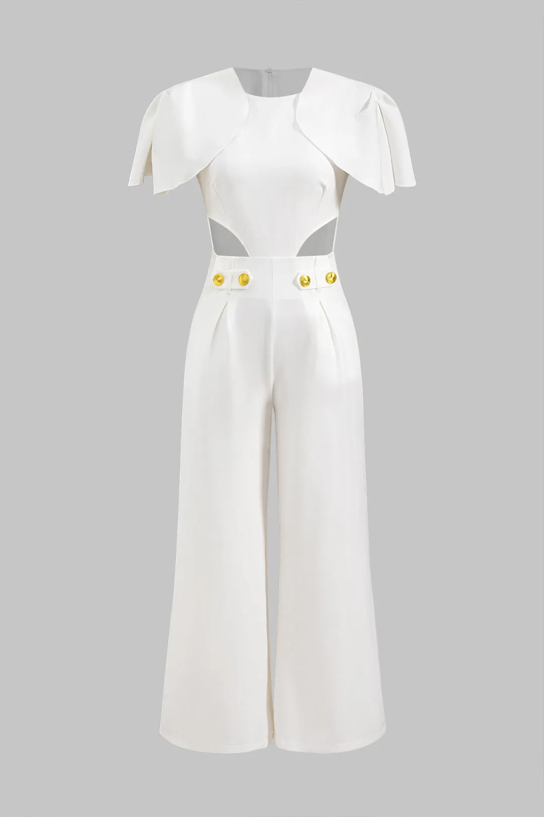 Metallisk ruffle ærmeløs jumpsuit sold by Micas