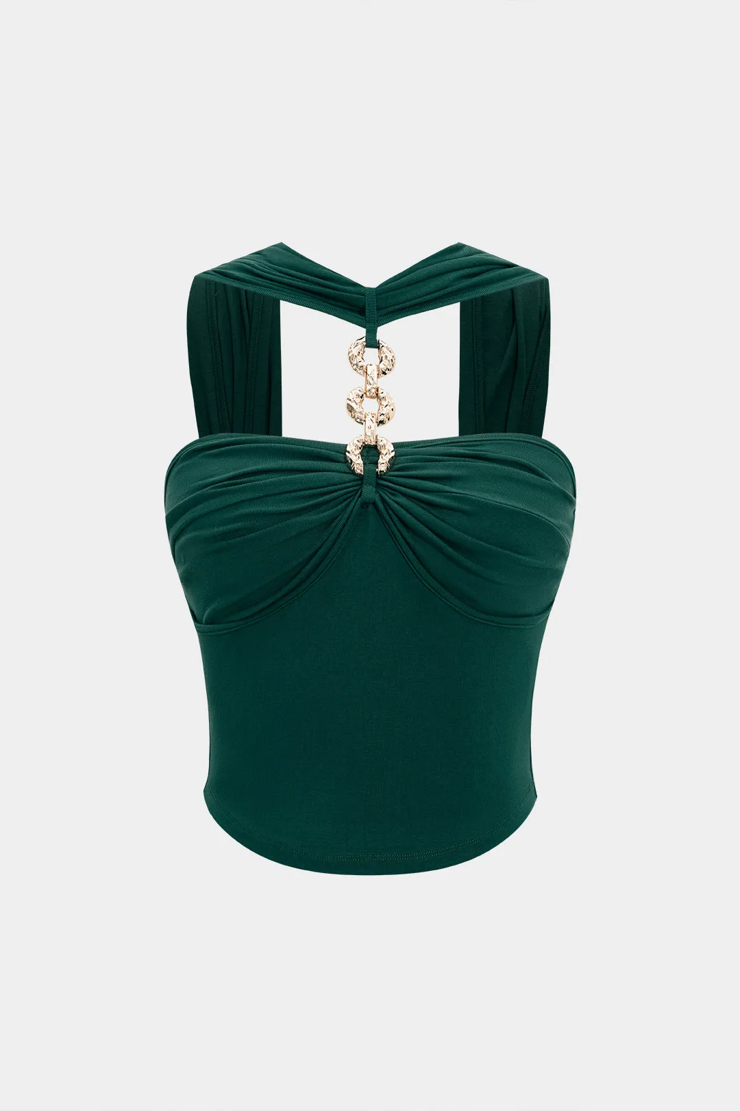 Metallisk rygfri tank top sold by Micas